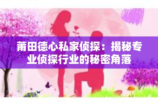 莆田德心私家侦探：揭秘专业侦探行业的秘密角落