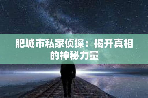肥城市私家侦探：揭开真相的神秘力量
